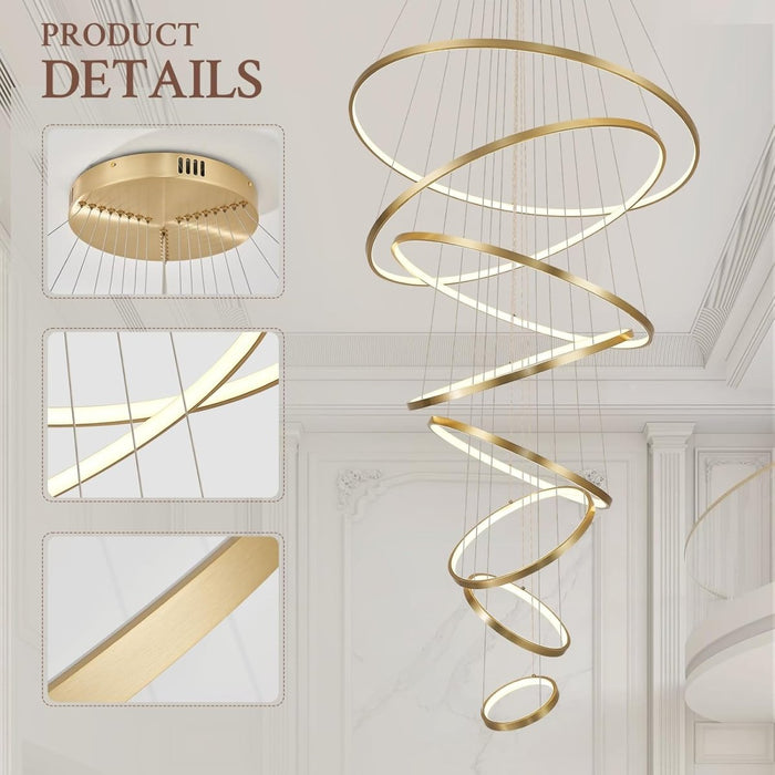 BAMDECOR A18801/8 Nordic Home Decor Dining Room Pendant lamp lights Ceiling Lamp Hanging Light (8 Rings - Gold) - Amazingooh Wholesale