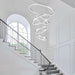 BAMDECOR A18815 Modern LED Chandelier, Dimmable Pendant Light Rings Round Ceiling Lighting (5 Rings-Silver) - Amazingooh Wholesale