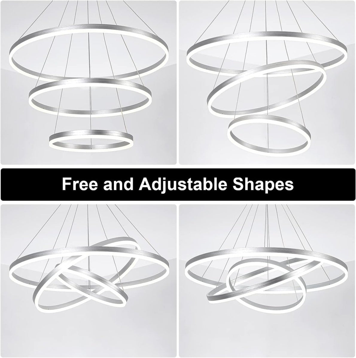 BAMDECOR Modern LED Chandelier, Dimmable Pendant Light with Remote ...