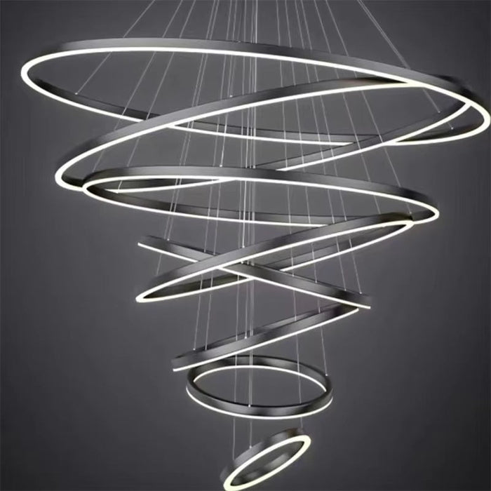 BAMDECOR A18815 Nordic Home Decor Dining Room Pendant lamp lights Ceiling Lamp Hanging Light Chandelier Lamps (8 Rings - Black) - Amazingooh Wholesale