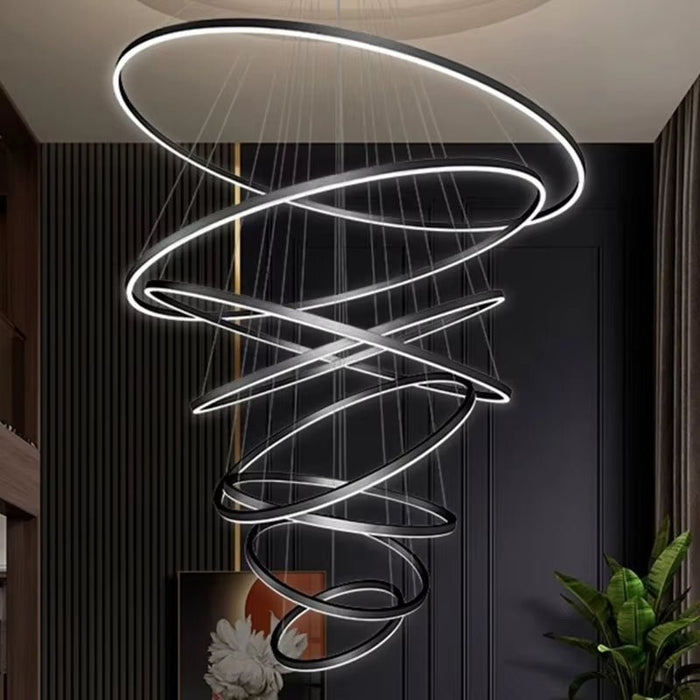 BAMDECOR A18815 Nordic Home Decor Dining Room Pendant lamp lights Ceiling Lamp Hanging Light Chandelier Lamps (8 Rings - Black) - Amazingooh Wholesale