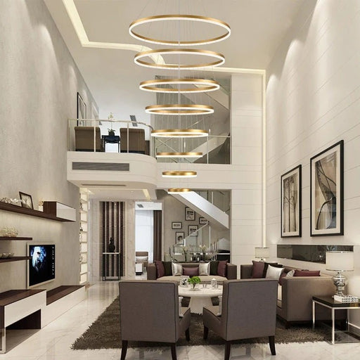 BAMDECOR A18815 Nordic Home Decor Dining Room Pendant lamp lights Ceiling Lamp Hanging Light Chandelier Lamps (8 Rings - Gold) - Amazingooh Wholesale