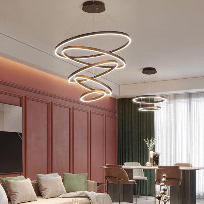 BAMDECOR Modern LED Chandelier, Dimmable Pendant Light with Remote ...
