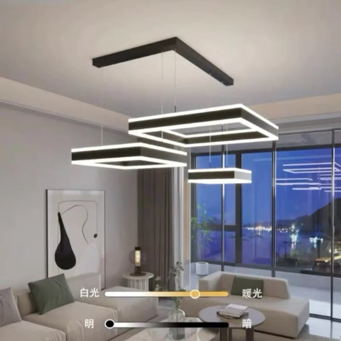 BAMDECOR A18882 Black Modern Minimalist Square Pendant Light Adjustable LED Chandelier for Bar, Dining Room, Office - Amazingooh Wholesale