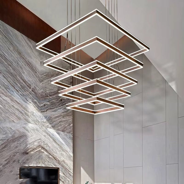 BAMDECOR A18882 Black Modern Minimalist Square Pendant Light Adjustable LED Chandelier for Bar, Dining Room, Office - Amazingooh Wholesale