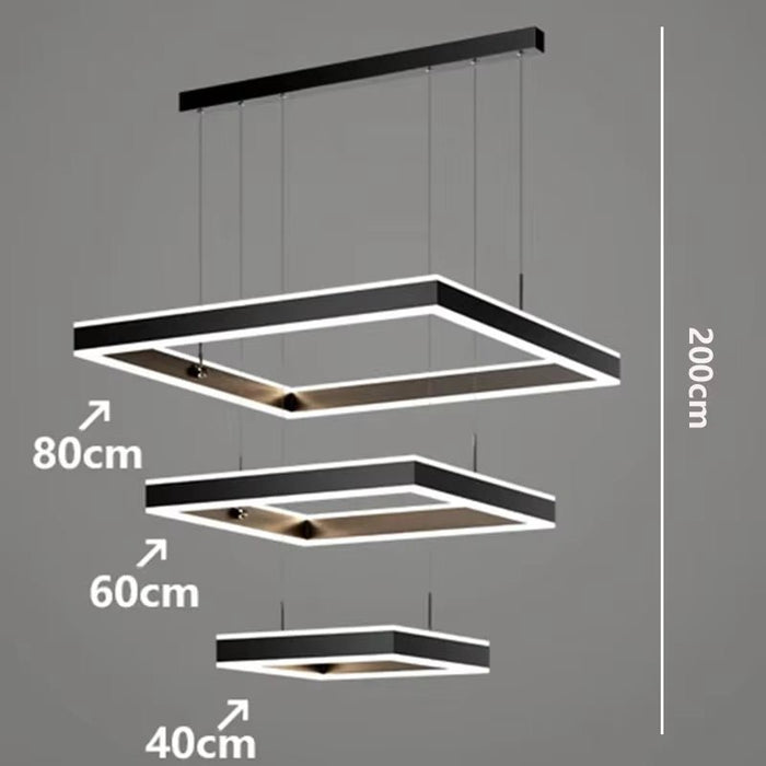 BAMDECOR A18882/3A Black Modern Minimalist Square Pendant Light Adjustable LED Chandelier for Bar, Dining Room, Office - Amazingooh Wholesale