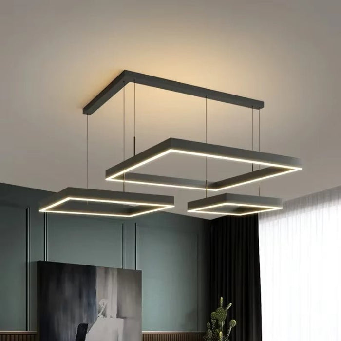 BAMDECOR A18882/3B Corner Black Modern Minimalist Square Pendant Light Adjustable LED Chandelier - Amazingooh Wholesale