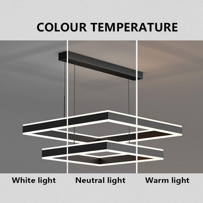 BAMDECOR A18882/4 Black Modern Minimalist Square Pendant Light Adjustable LED Chandelier - Amazingooh Wholesale