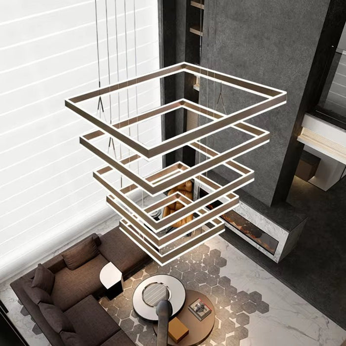 BAMDECOR A18882/5 Black Modern Minimalist Square Pendant Light Adjustable LED Chandelier - Amazingooh Wholesale