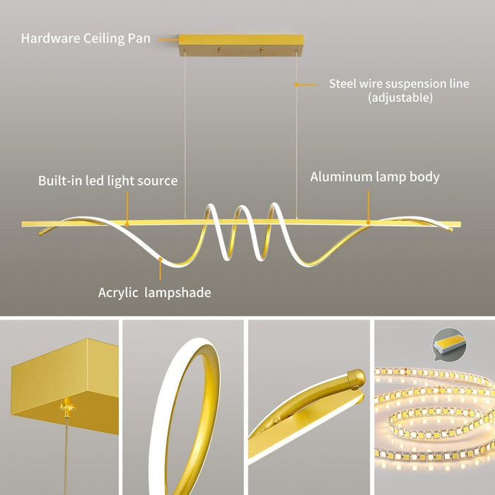 BAMDECOR A202 Modern LED Linear Pendant Lights with Dimmable LED (160/180cm - Gold) - Amazingooh Wholesale