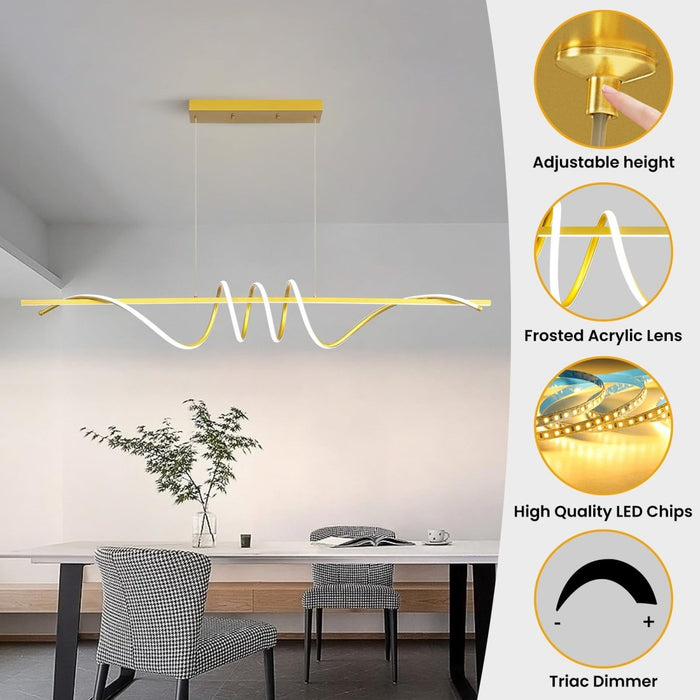 BAMDECOR A202 Modern LED Linear Pendant Lights with Dimmable LED (160/180cm - Gold) - Amazingooh Wholesale