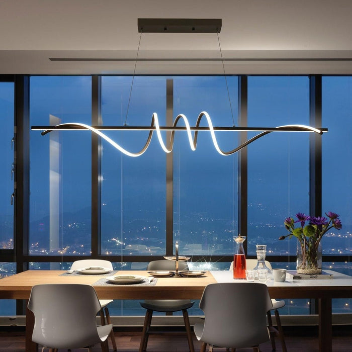BAMDECOR A202 Modern LED Linear Pendant Lights with Dimmable LED (160cm/180cm - Black) - Amazingooh Wholesale