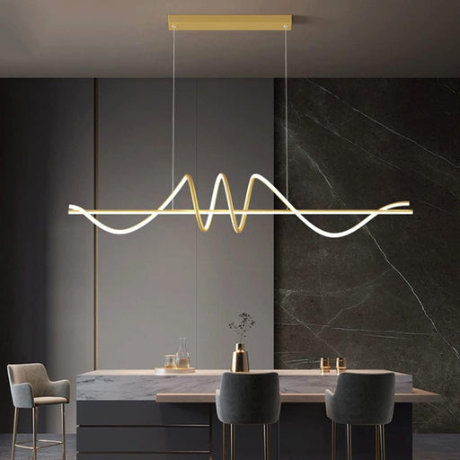 BAMDECOR A202 Modern LED Linear Pendant Lights with Dimmable LED (160cm/180cm - Gold) - Amazingooh Wholesale