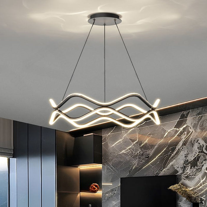 BAMDECOR A212/1 Black Modern Wavy Art Aluminum Light Fixture for Living Room Bedroom Indoor Decor - Amazingooh Wholesale