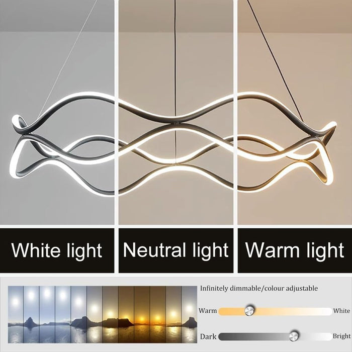 BAMDECOR A212/1 Black Modern Wavy Art Aluminum Light Fixture for Living Room Bedroom Indoor Decor - Amazingooh Wholesale