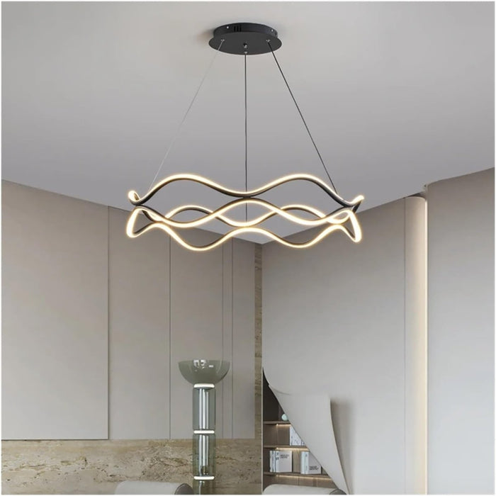 BAMDECOR A212/1 Black Modern Wavy Art Aluminum Light Fixture for Living Room Bedroom Indoor Decor - Amazingooh Wholesale