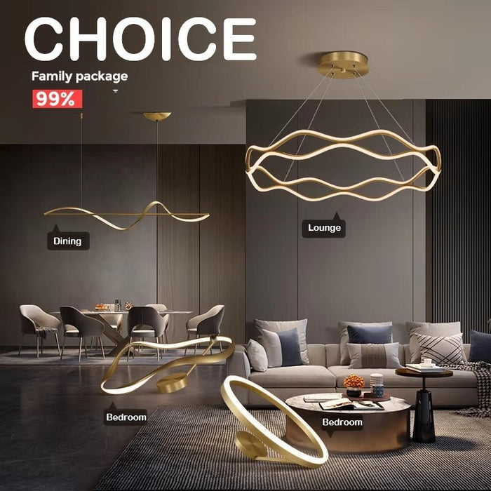 BAMDECOR A212/1 Gold Modern Wavy Art Aluminum Light Fixture for Living Room Bedroom Indoor Decor - Amazingooh Wholesale
