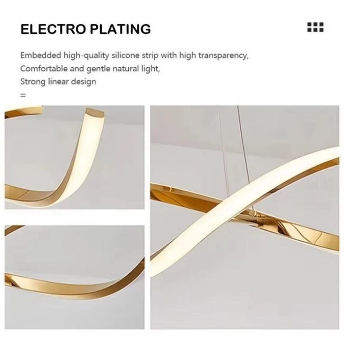 BAMDECOR A24122 Modern Minimalist Titanium Gold Pendant Light Adjustable LED Chandelier for Dining Room and Bar - Amazingooh Wholesale