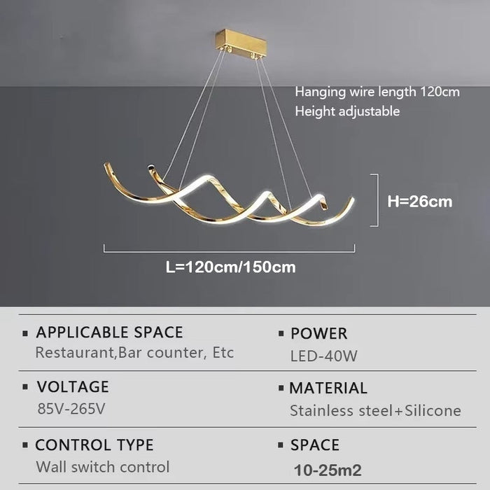 BAMDECOR A24122 Modern Minimalist Titanium Gold Pendant Light Adjustable LED Chandelier for Dining Room and Bar - Amazingooh Wholesale