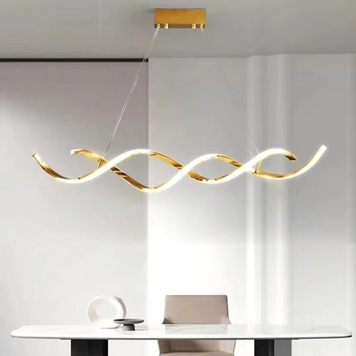BAMDECOR A24122 Modern Minimalist Titanium Gold Pendant Light Adjustable LED Chandelier for Dining Room and Bar - Amazingooh Wholesale