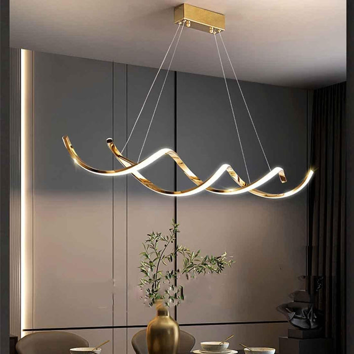 BAMDECOR A24122 Modern Minimalist Titanium Gold Pendant Light Adjustable LED Chandelier for Dining Room and Bar - Amazingooh Wholesale
