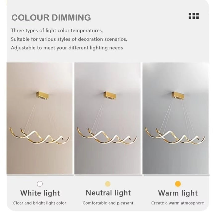 BAMDECOR A24122 Modern Minimalist Titanium Gold Pendant Light Adjustable LED Chandelier for Dining Room and Bar - Amazingooh Wholesale