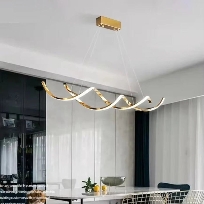 BAMDECOR A24122 Modern Minimalist Titanium Gold Pendant Light Adjustable LED Chandelier for Dining Room and Bar - Amazingooh Wholesale