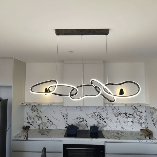 BAMDECOR A24126 Nordic Minimalist LED Pendant Light Adjustable Modern Ring Chandelier for Dining Room and Bar (Black) - Amazingooh Wholesale