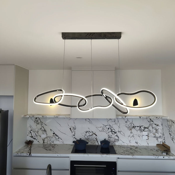 BAMDECOR A24126 Nordic Minimalist LED Pendant Light Adjustable Modern Ring Chandelier for Dining Room and Bar (Black) - Amazingooh Wholesale