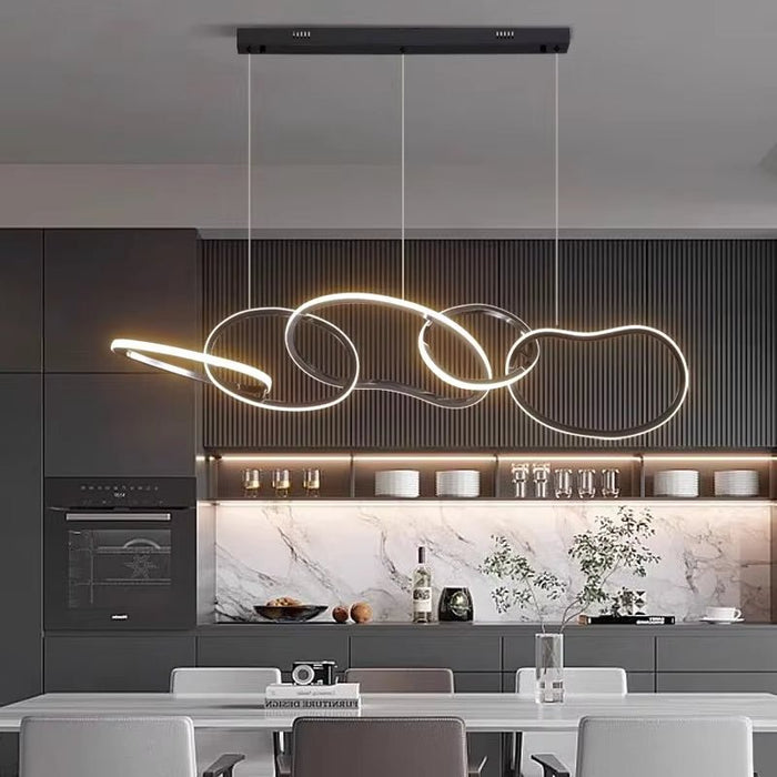 BAMDECOR A24126 Nordic Minimalist LED Pendant Light Adjustable Modern Ring Chandelier for Dining Room and Bar (Black) - Amazingooh Wholesale