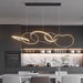 BAMDECOR A24126 Nordic Minimalist LED Pendant Light Adjustable Modern Ring Chandelier for Dining Room and Bar (Black) - Amazingooh Wholesale