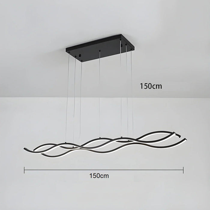 BAMDECOR A2569 1.5m Antizer Nordic Minimalist Wave Long Pendant Light (Black) - Amazingooh Wholesale