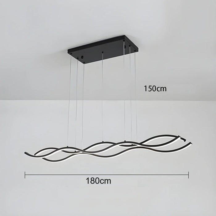 BAMDECOR A2569 1.8m Antizer Nordic Minimalist Wave Long Pendant Light (Black) - Amazingooh Wholesale
