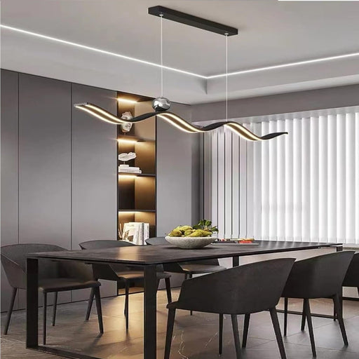 BAMDECOR A2575 Modern Design Linear LED Ceiling Light for Dining Room Office Kitchen Living Room (Black) - Amazingooh Wholesale
