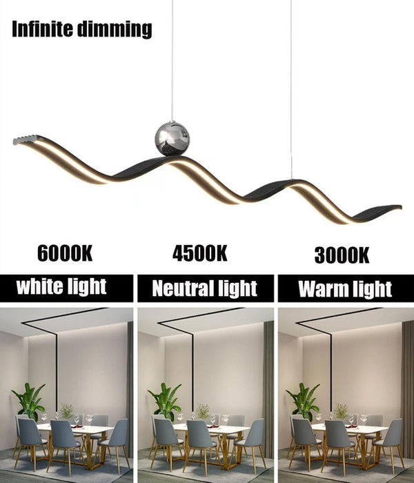BAMDECOR A2575 Modern Design Linear LED Ceiling Light for Dining Room Office Kitchen Living Room (Black) - Amazingooh Wholesale