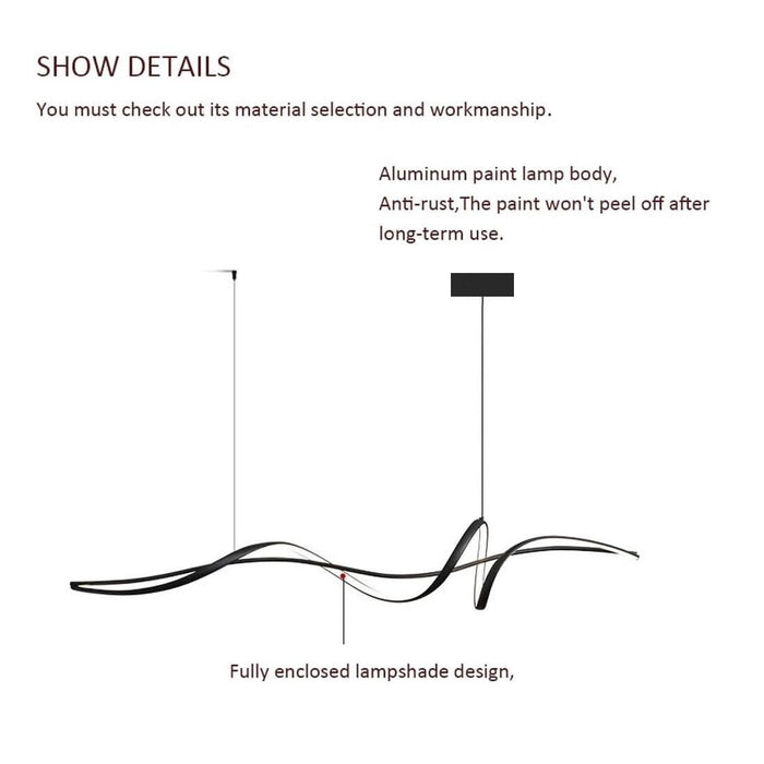 BAMDECOR A36 Modern LED Linear Chandeliers Pendant Lights with Dimmable LED and Adjustable Hanging Length 140cm - Black - Amazingooh Wholesale