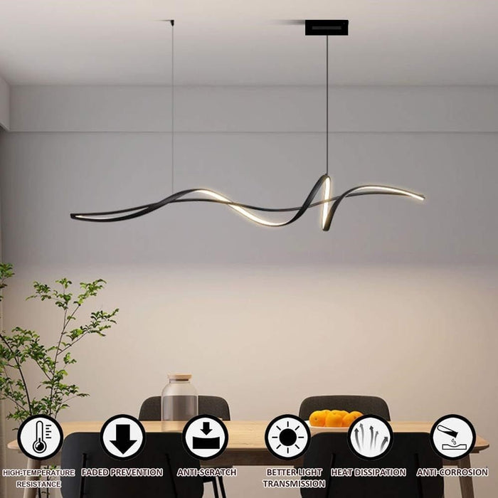 BAMDECOR A36 Modern LED Linear Chandeliers Pendant Lights with Dimmable LED and Adjustable Hanging Length 140cm - Black - Amazingooh Wholesale