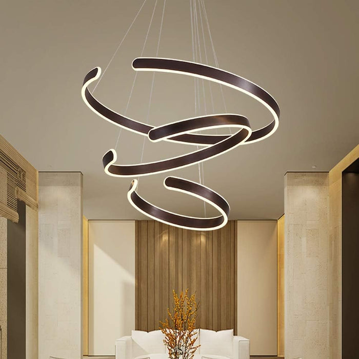 BAMDECOR AD2573 3 Round Rings C Shape Ceiling Light Chandeliers (Matte Black) - Amazingooh Wholesale