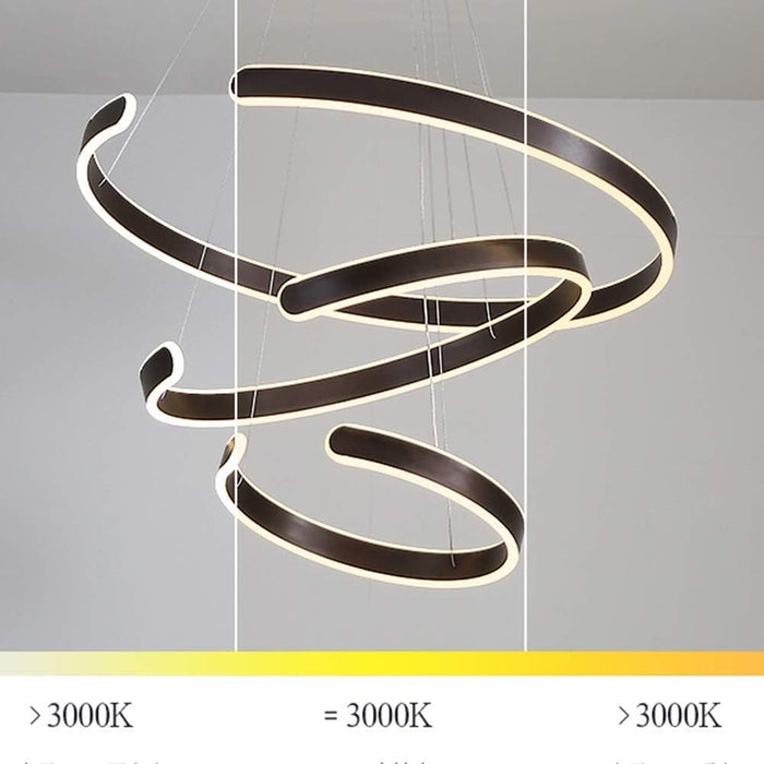 BAMDECOR AD2573 3 Round Rings C Shape Ceiling Light Chandeliers (Matte Black) - Amazingooh Wholesale