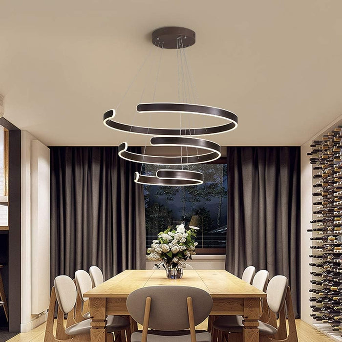 BAMDECOR AD2573 3 Round Rings C Shape Ceiling Light Chandeliers (Matte Black) - Amazingooh Wholesale