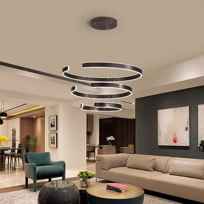 BAMDECOR AD2573 3 Round Rings C Shape Ceiling Light Chandeliers (Matte Black) - Amazingooh Wholesale