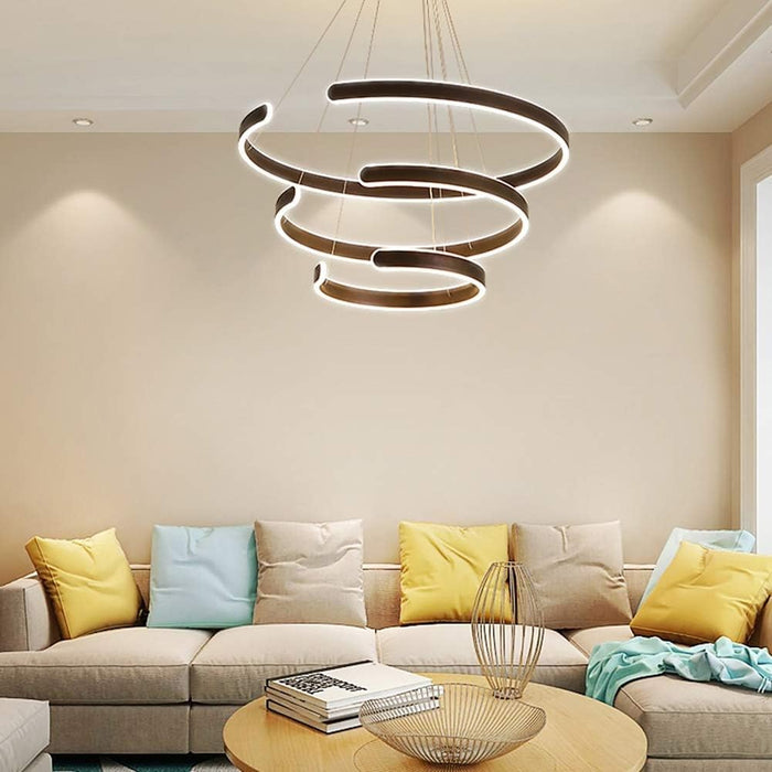 BAMDECOR AD2573 3 Round Rings C Shape Ceiling Light Chandeliers (Matte Black) - Amazingooh Wholesale