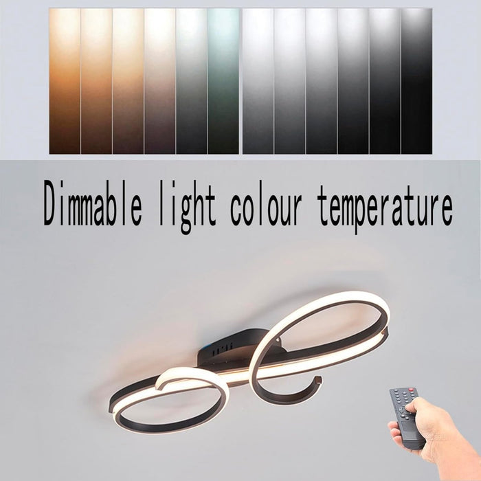 BAMDECOR AD2576 Modern Minimalist Curved Line Iron Aluminum Silicone LED Semi-Flush Mount Ceiling Light For Living Room (Black) - Amazingooh Wholesale