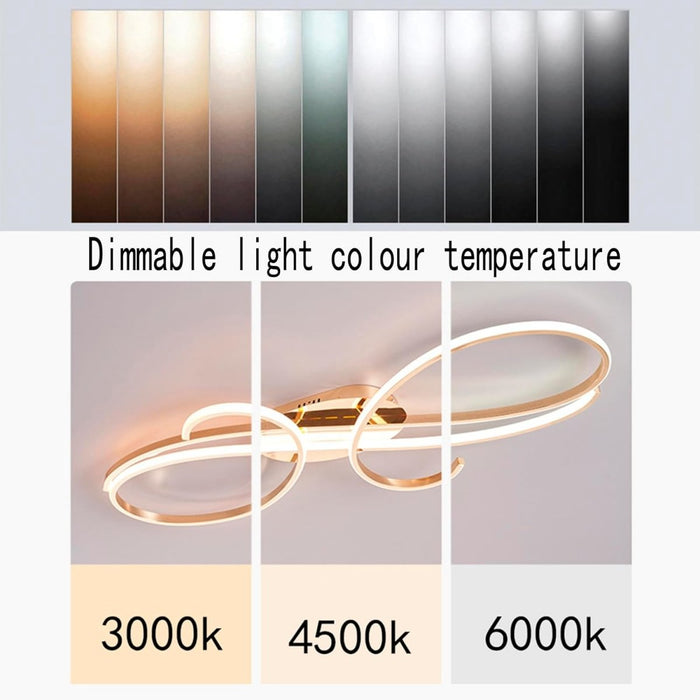 BAMDECOR AD2576 Modern Minimalist Curved Line Iron Aluminum Silicone LED Semi - Flush Mount Ceiling Light For Living Room (Gold) - Amazingooh Wholesale