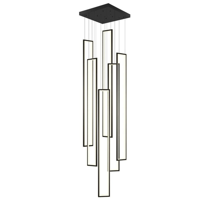 BAMDECOR AD2578 Black Modern Geometric LED Chandelier Minimalist Interlocking Rectangles - Amazingooh Wholesale