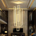 BAMDECOR AD2578 Gold Modern Geometric LED Chandelier Minimalist Interlocking Rectangles - Amazingooh Wholesale