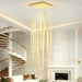 BAMDECOR AD2578 Gold Modern Geometric LED Chandelier Minimalist Interlocking Rectangles - Amazingooh Wholesale