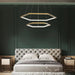 BAMDECOR AD2582/2 Modern LED Chandelier, Hexagonal Rings Ceiling Lighting Contemporary Chandeliers (2 Rings - Brass Gold) - Amazingooh Wholesale