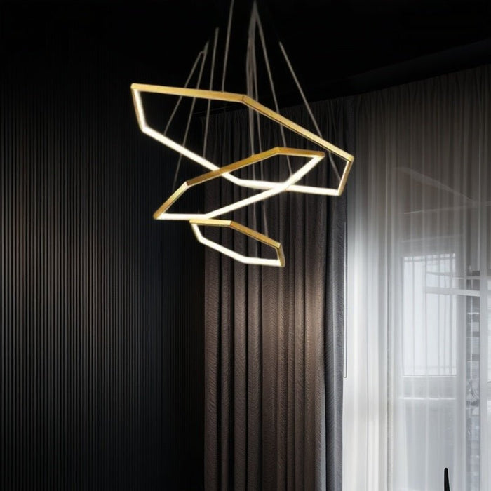 BAMDECOR AD2582/3 Modern LED Chandelier, Hexagonal Rings Ceiling Lighting Contemporary Chandeliers (3 Rings - Gold) - Amazingooh Wholesale