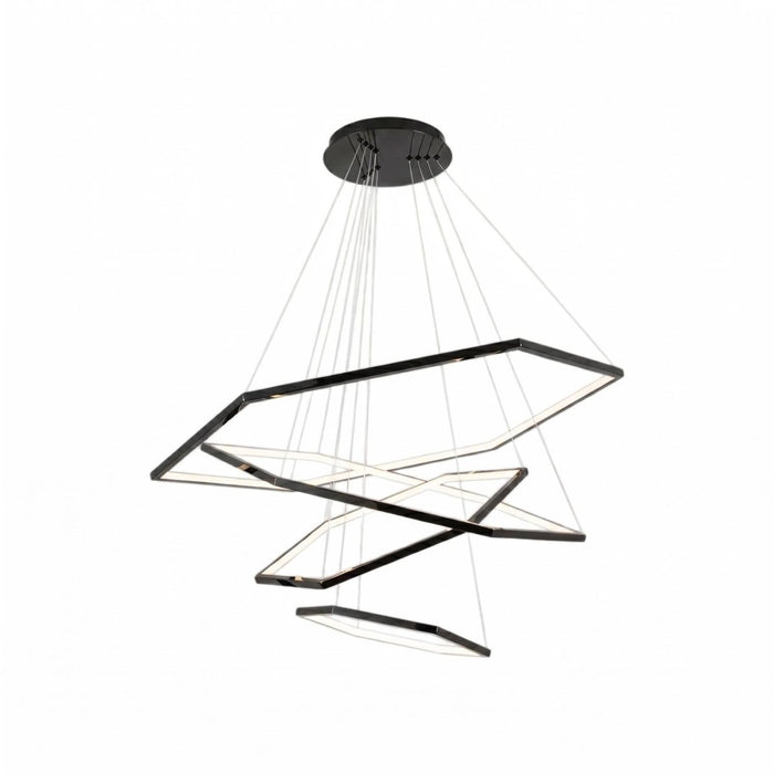 BAMDECOR AD2582/4 Modern LED Chandelier, Hexagonal Rings Ceiling Lighting Contemporary Chandeliers (4 Rings - Black) - Amazingooh Wholesale